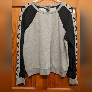 Hot Topic Black and Grey Lace Up Sweater